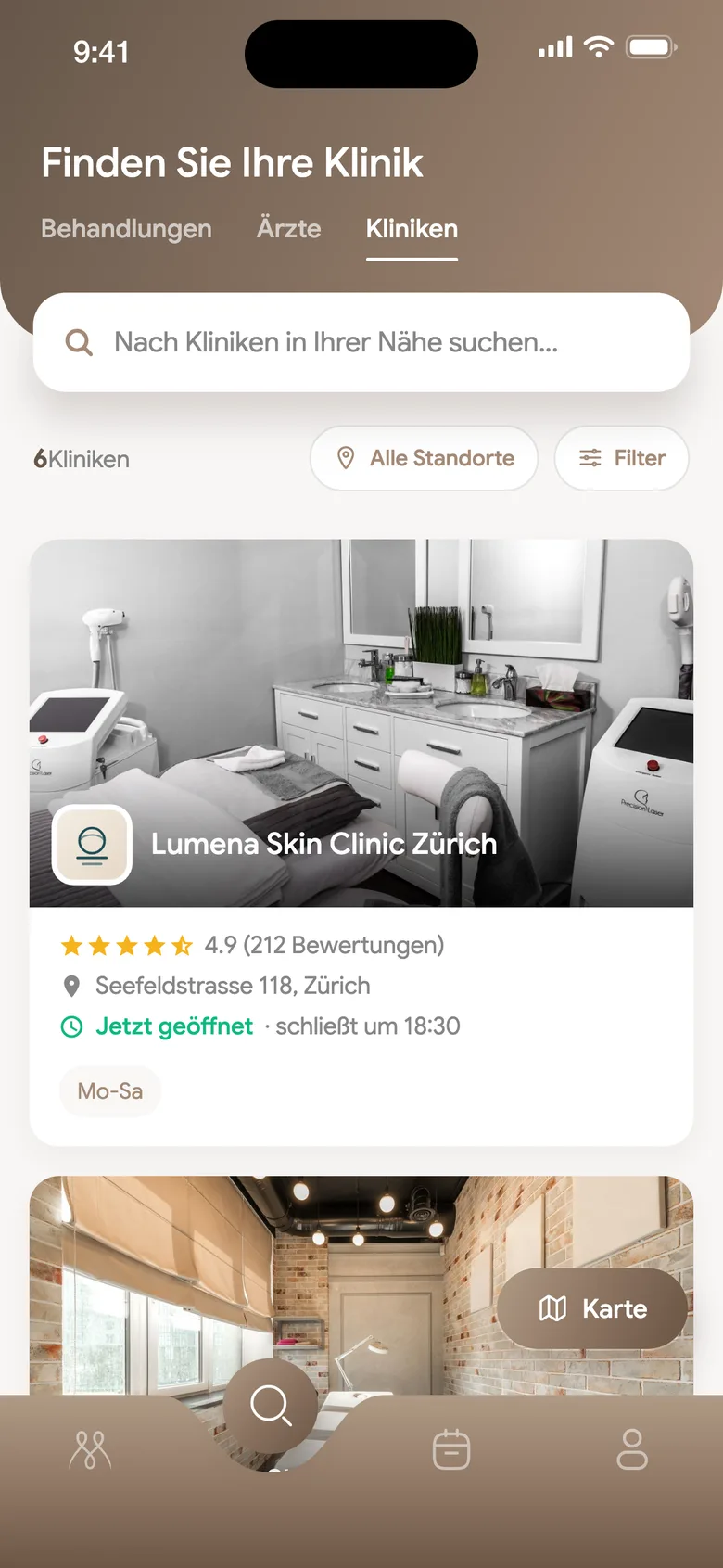 Liste von Kliniken in der Metaesthetics-App