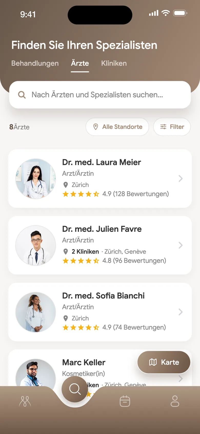 Liste von Ärztinnen und Ärzten in der Metaesthetics-App